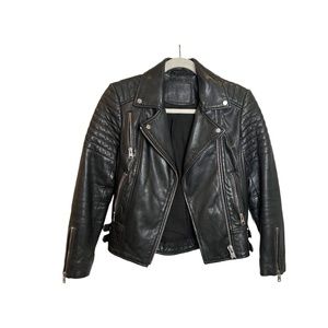 All Saints Women's Black Leather Jacket - Moto - Size 0 US
